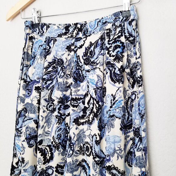 Free People Intimately High Waist Wide Leg Paisley Floral Palazzo Pants Blue XS - Picture 6 of 16